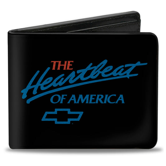 Bi-Fold Wallet - Chevy Bowtie THE HEARTBEAT OF AMERICA Black White Red Blue