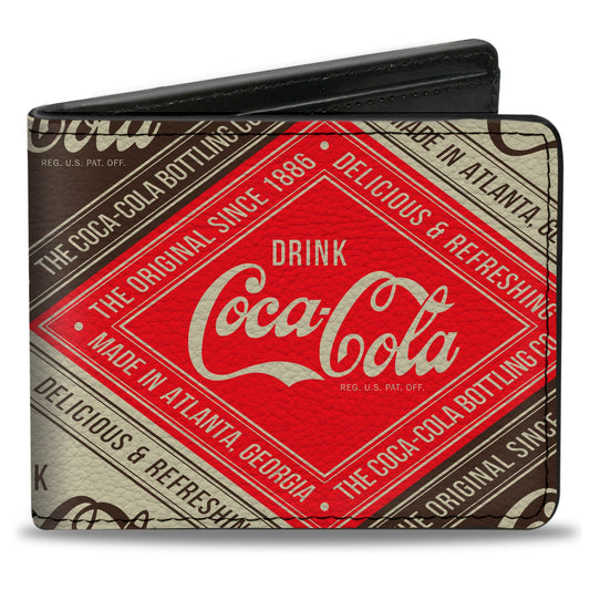 Bi-Fold Wallet - DRINK COCA-COLA DELICIOUS & REFRESHING Blocks Red/Brown/White