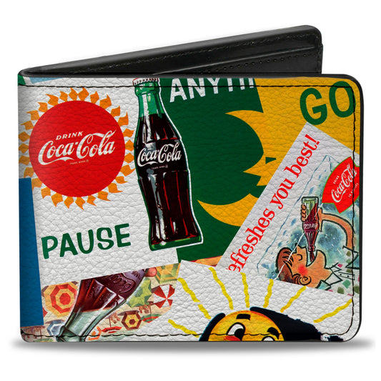 Bi-Fold Wallet - Vintage Coca-Cola COME BACK REFRESHED Ads and Icons Collage