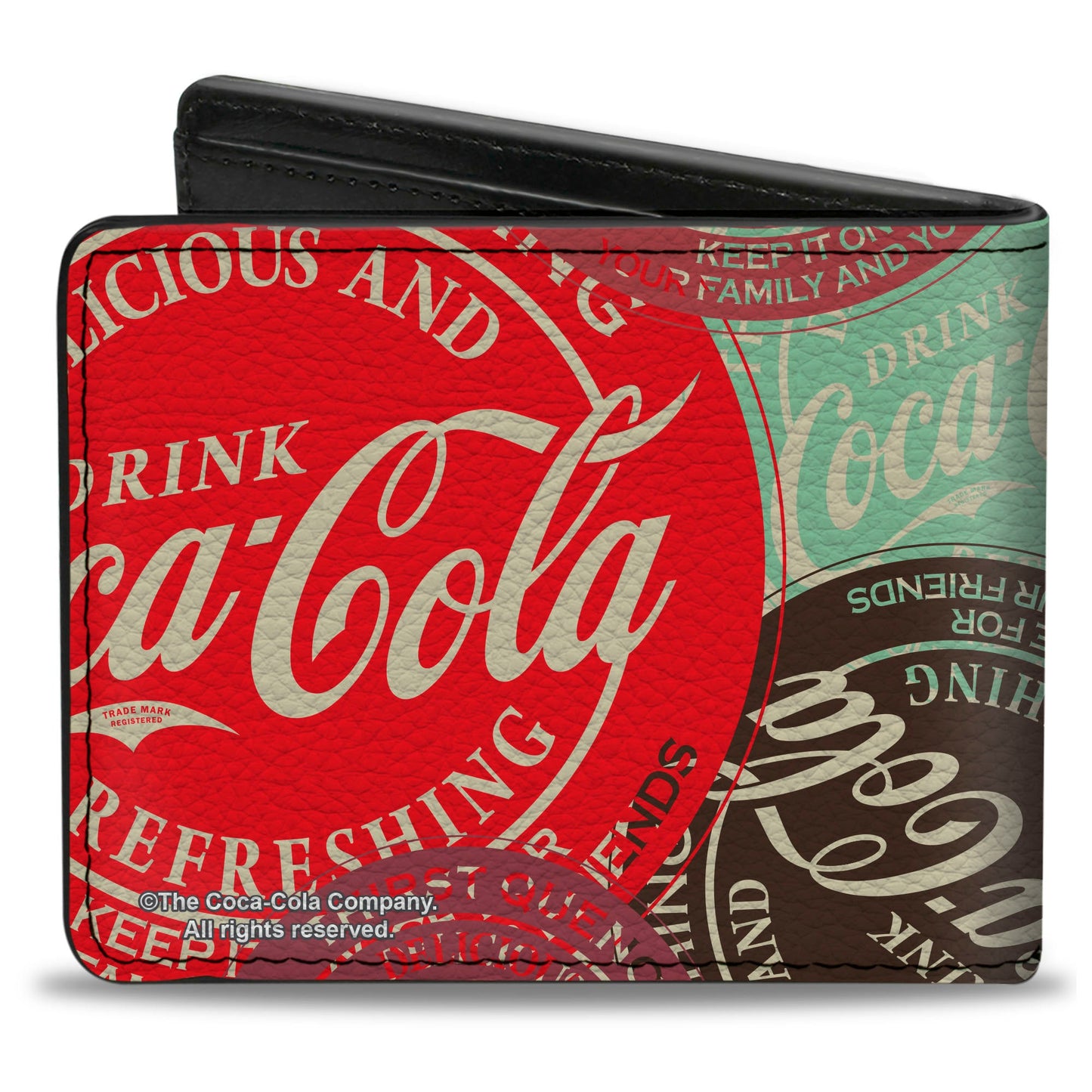 Bi-Fold Wallet - DRINK COCA-COLA Coke Patches Stacked Reds/Multi Color