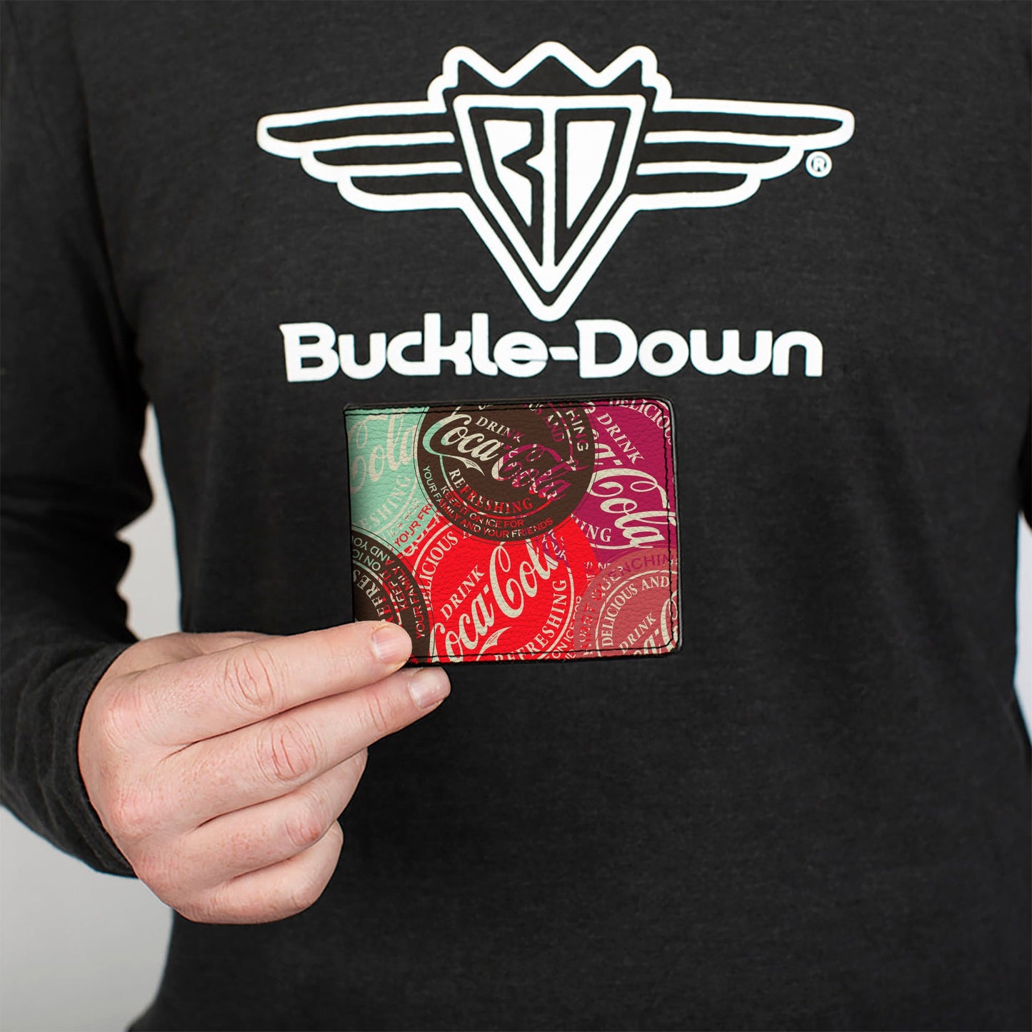 Bi-Fold Wallet - DRINK COCA-COLA Coke Patches Stacked Reds/Multi Color