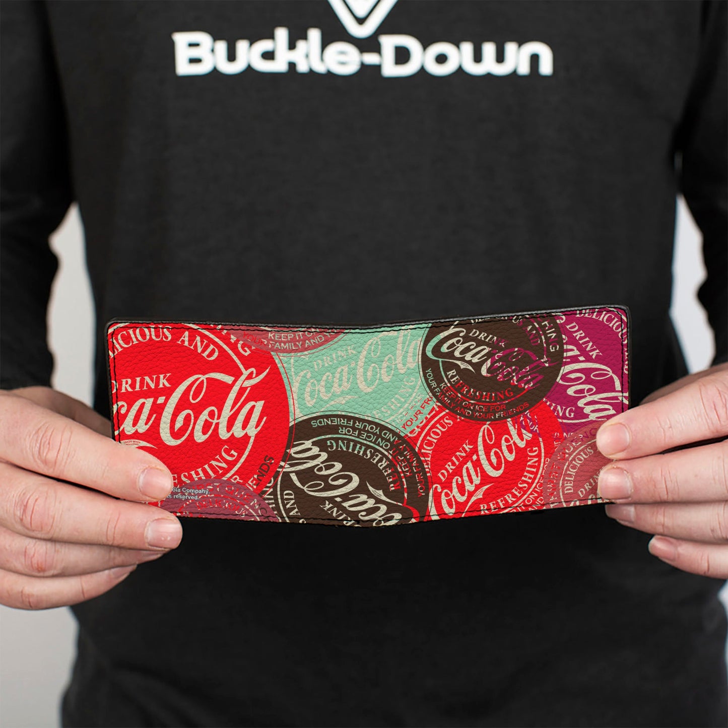 Bi-Fold Wallet - DRINK COCA-COLA Coke Patches Stacked Reds/Multi Color