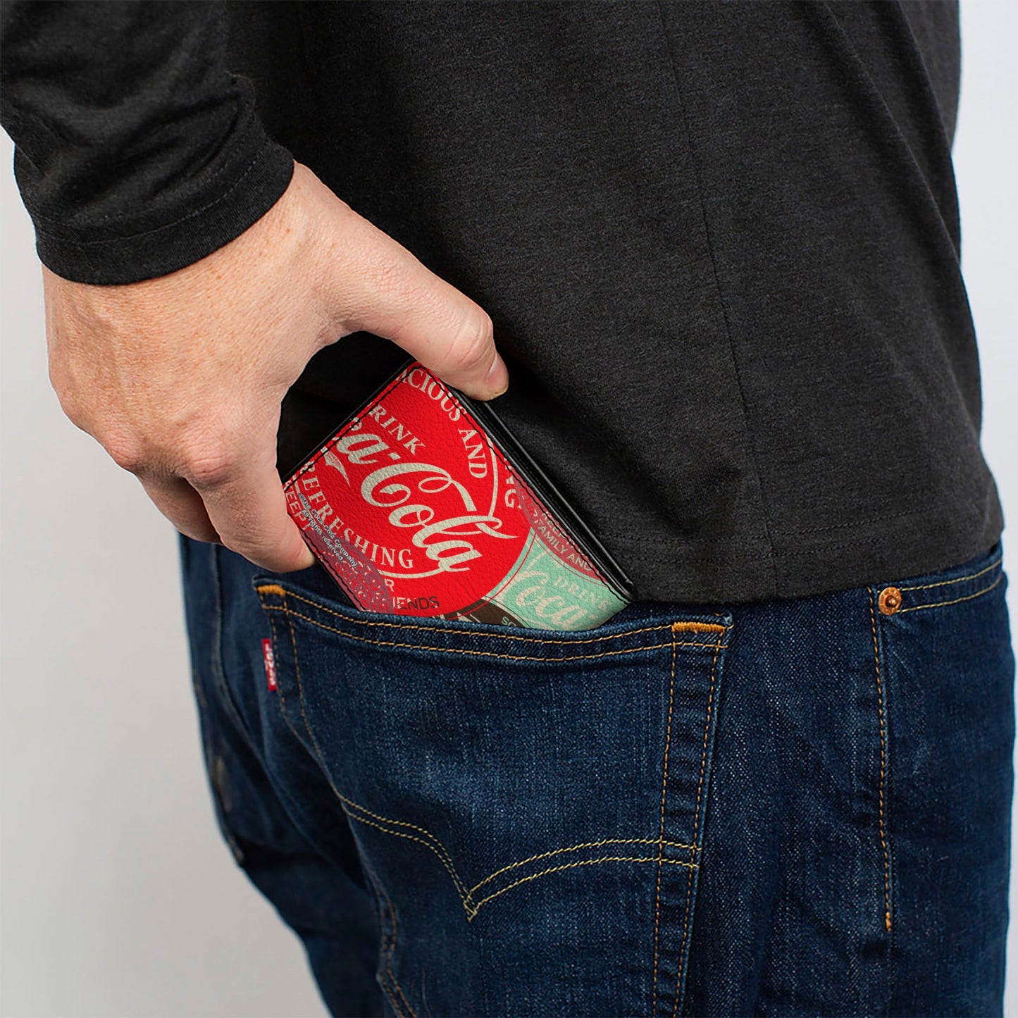 Bi-Fold Wallet - DRINK COCA-COLA Coke Patches Stacked Reds/Multi Color
