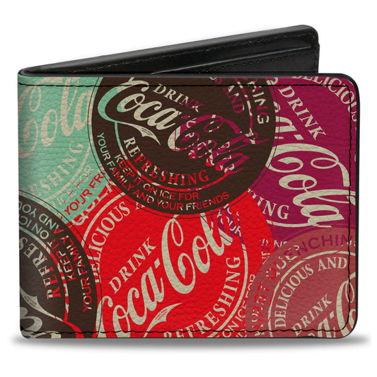 Bi-Fold Wallet - DRINK COCA-COLA Coke Patches Stacked Reds/Multi Color