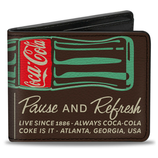 Bi-Fold Wallet - DRINK COCA-COLA PAUSE AND REFRESH Bottle Brown/White
