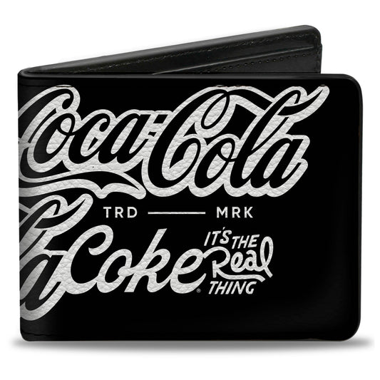 Bi-Fold Wallet - COCA-COLA COKE Typography IT'S THE REAL THING Black/White