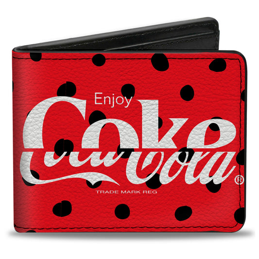Bi-Fold Wallet - DRINK COCA-COLA COKE Polka Dot Red/Black/White