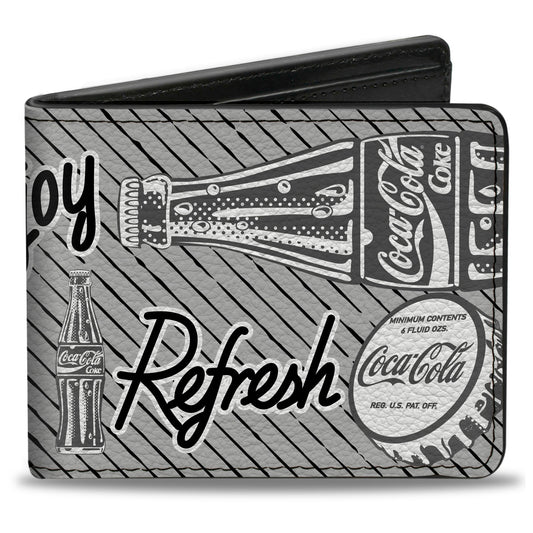 Bi-Fold Wallet - Coca-Cola ENJOY REFRESH Can and Bottle Grays/White/Black