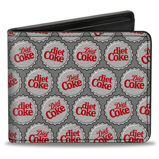 Bi-Fold Wallet - DIET COKE Bottle Caps Collage Grays/White/Red