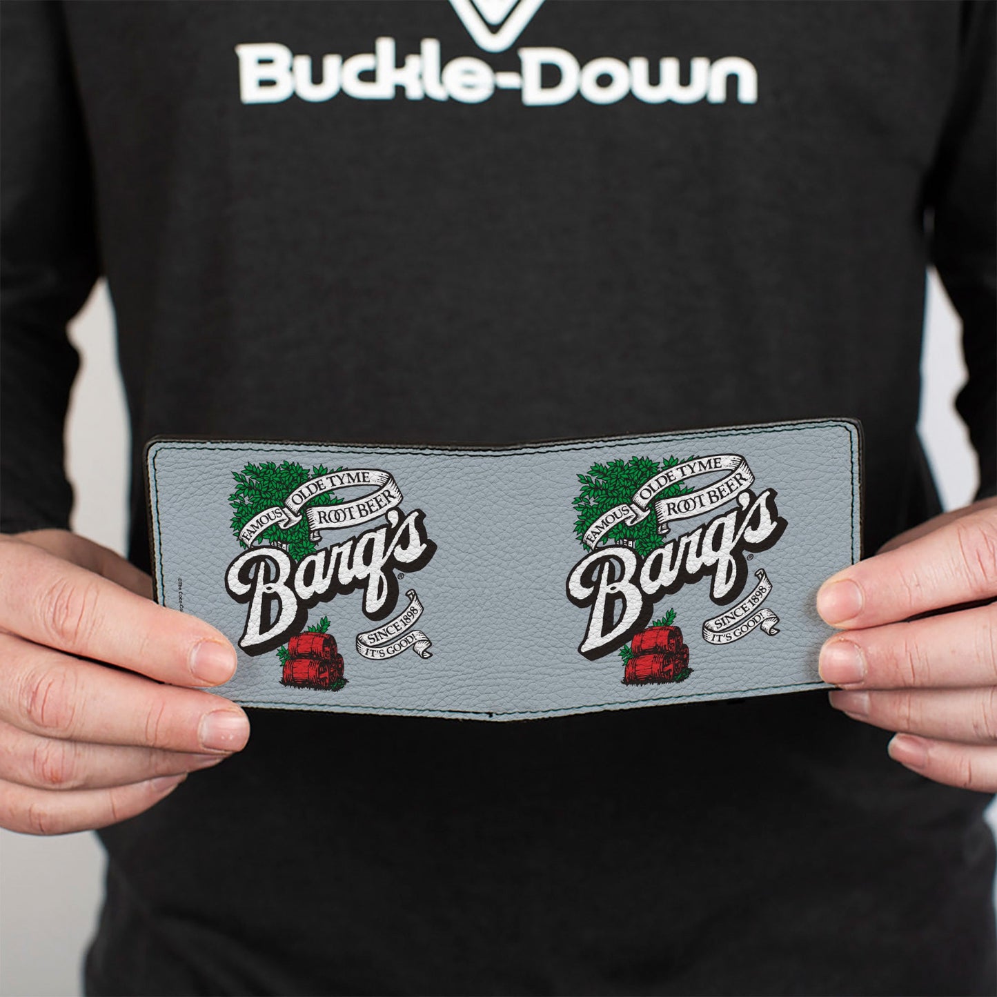 Bi-Fold Wallet - BARQ'S OLD TYME ROOT BEER Barrels Logo Gray