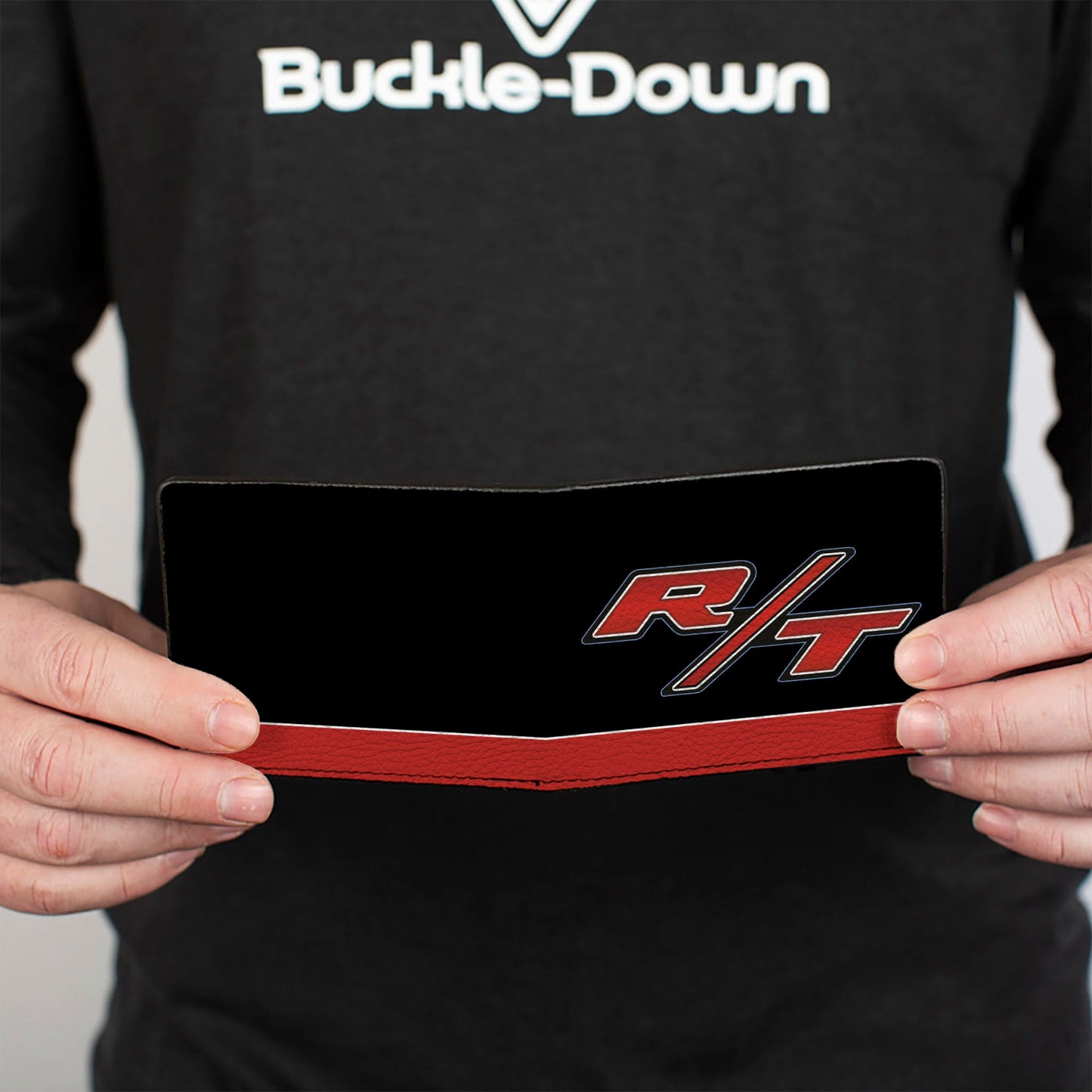 Bi-Fold Wallet - Dodge Challenger R T Emblem Stripe Black Blue White Red