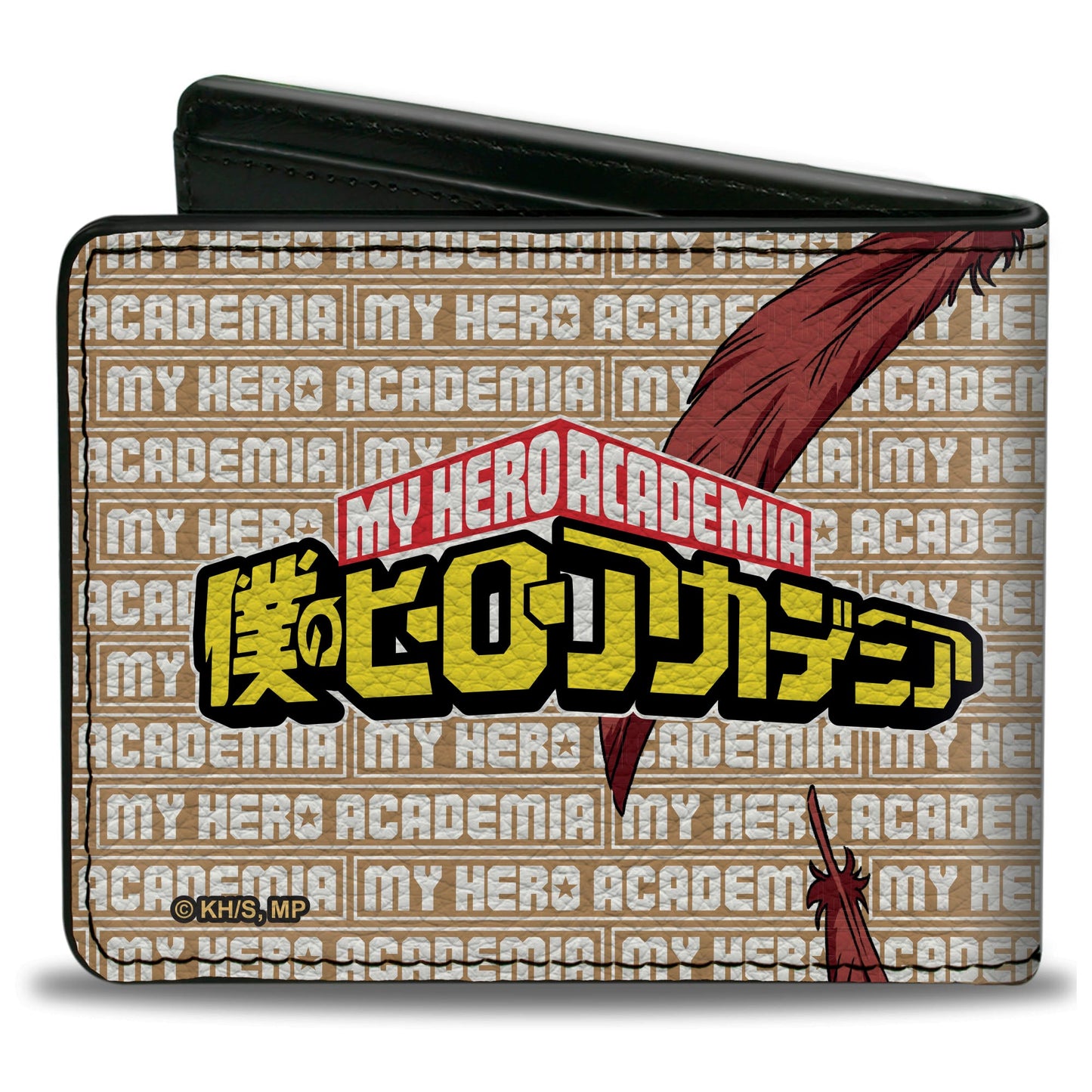 Bi-Fold Wallet - MY HERO ACADEMIA Hawks Pose with Text and Title Logo Tan/White