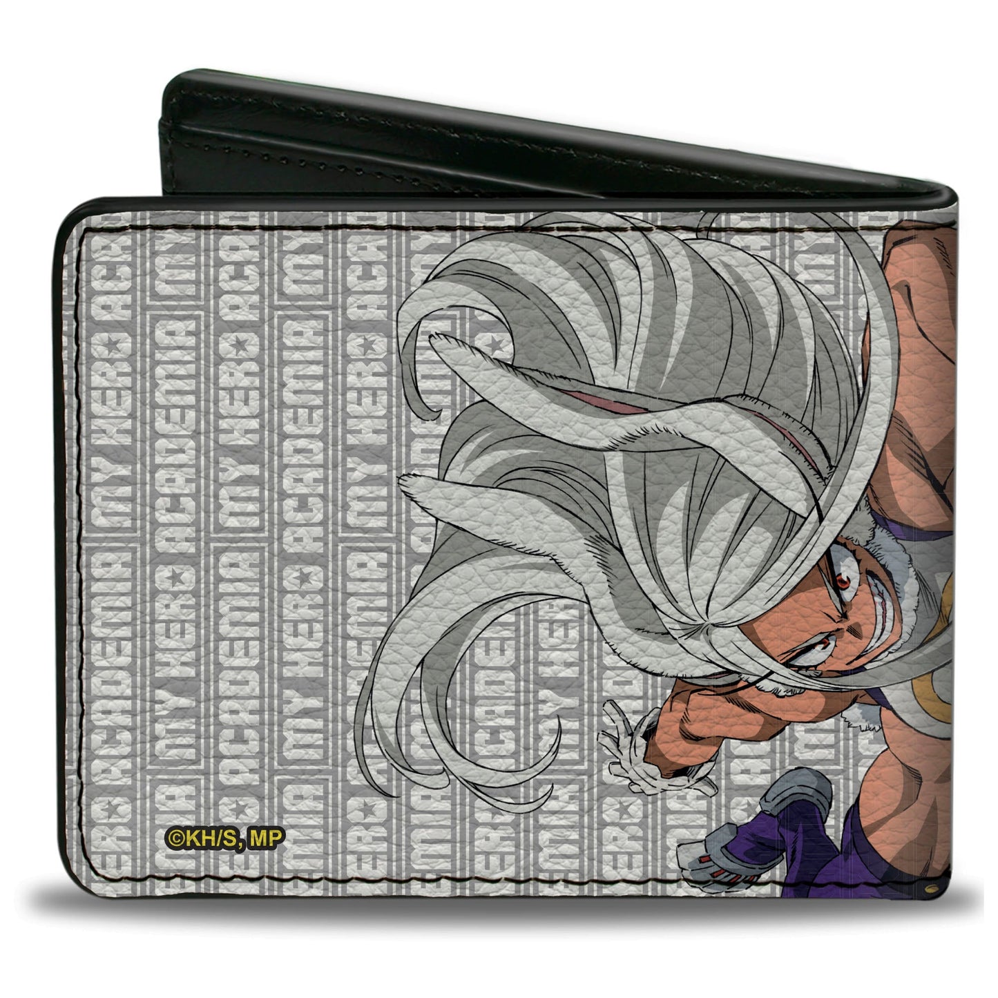 Bi-Fold Wallet - MY HERO ACADEMIA Rumi Usagiyama Pose with Text and Title Logo Gray/White