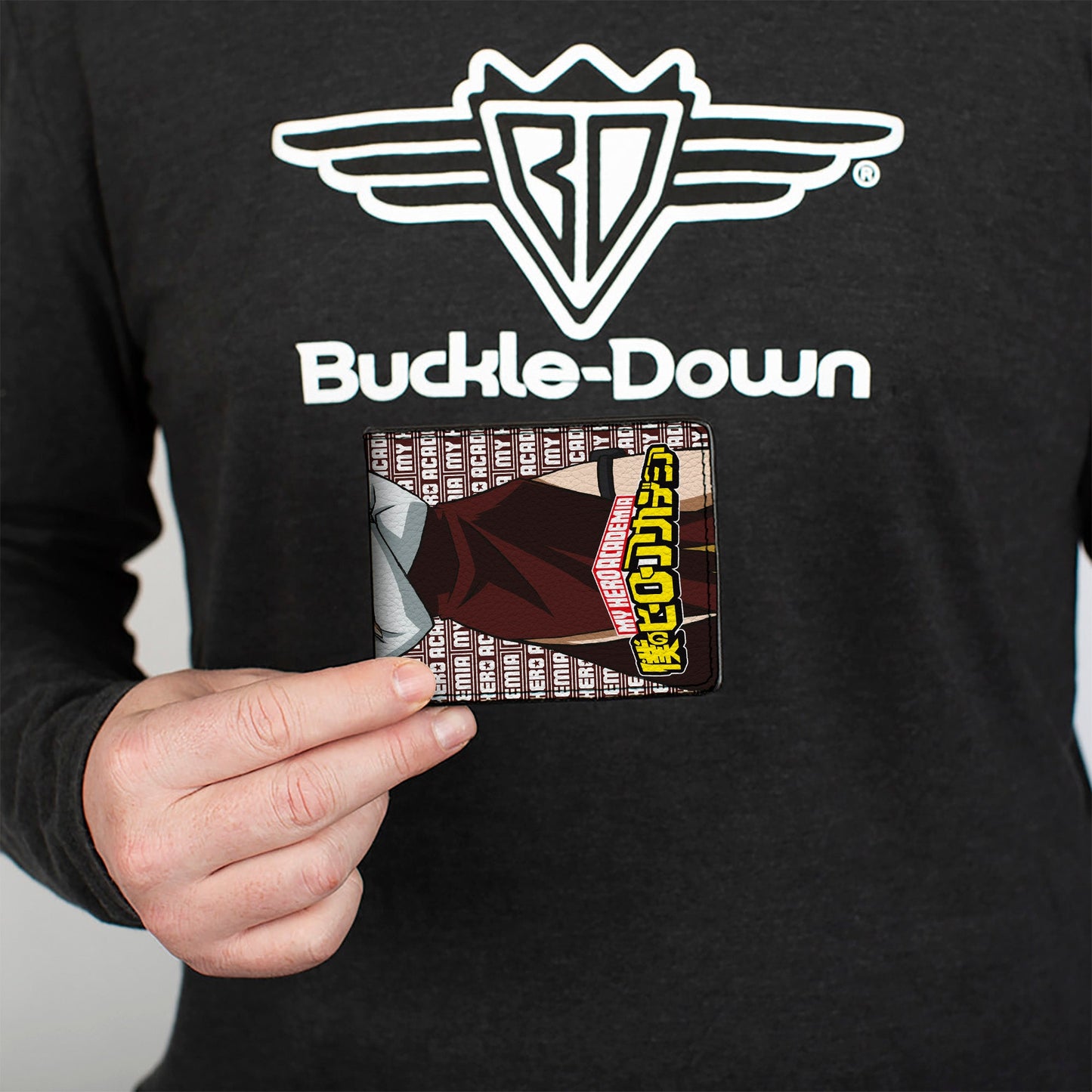 Bi-Fold Wallet - MY HERO ACADEMIA Pro Hero Ryukyu Pose and Title Logo Burgundy/White