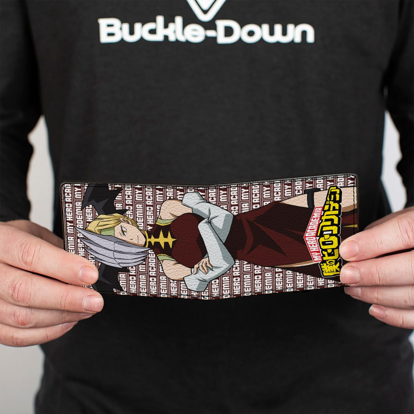 Bi-Fold Wallet - MY HERO ACADEMIA Pro Hero Ryukyu Pose and Title Logo Burgundy/White