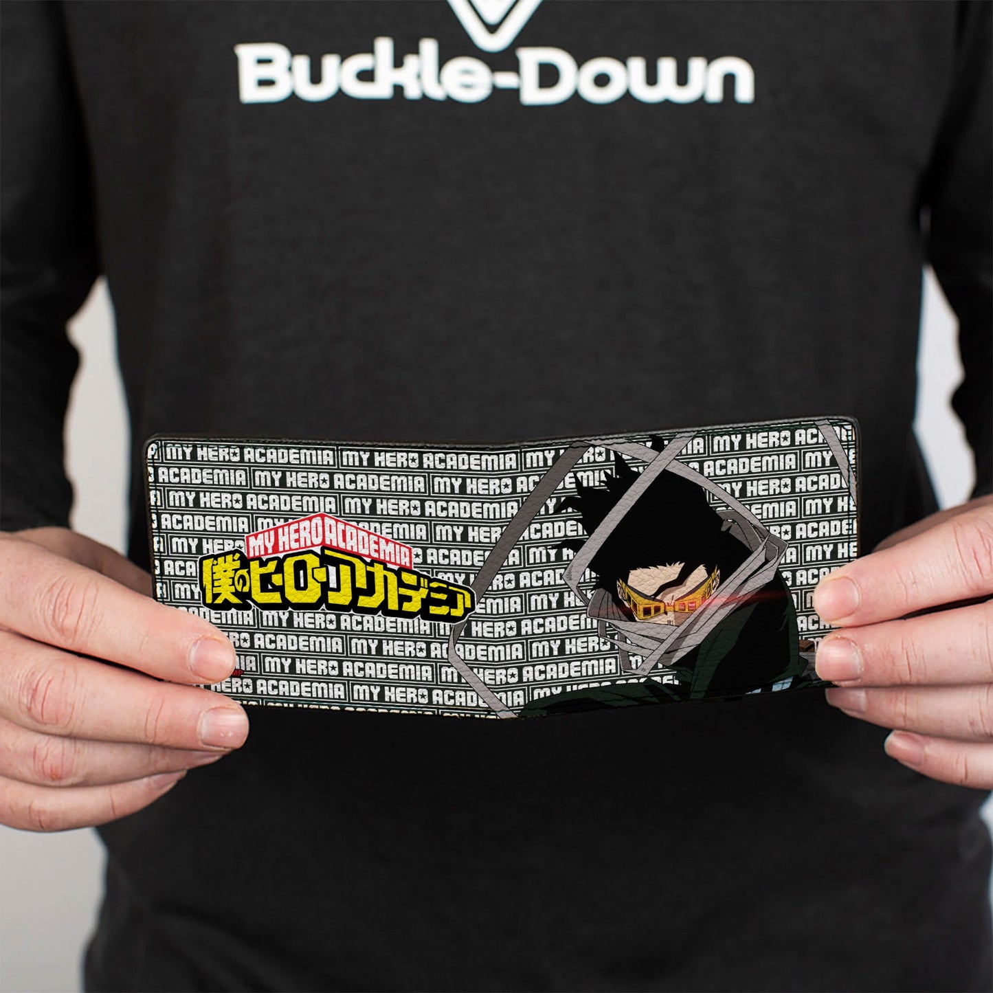 Bi-Fold Wallet - MY HERO ACADEMIA Eraser Head Pose with Text and Title Logo Black/White
