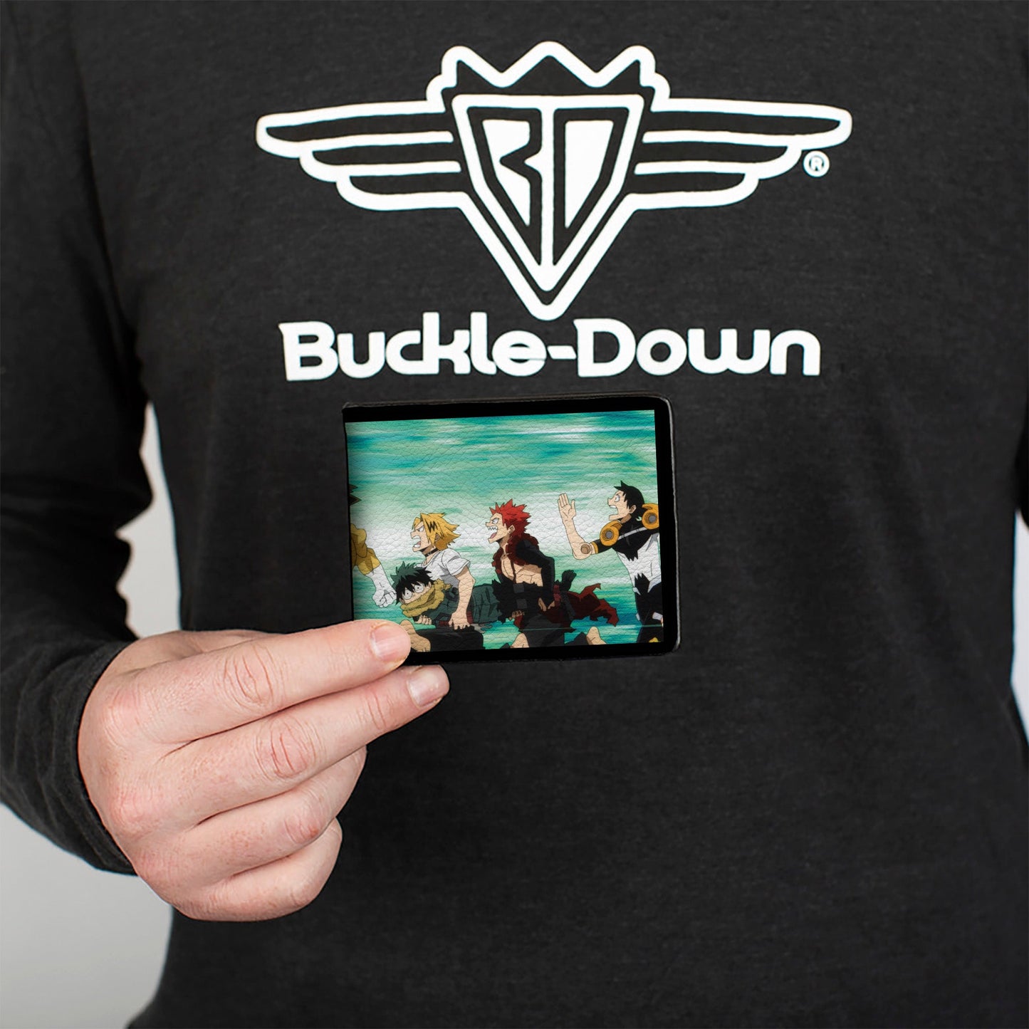 Bi-Fold Wallet - MY HERO ACADEMIA Five Heroes Running Pose and Title Logo Blues