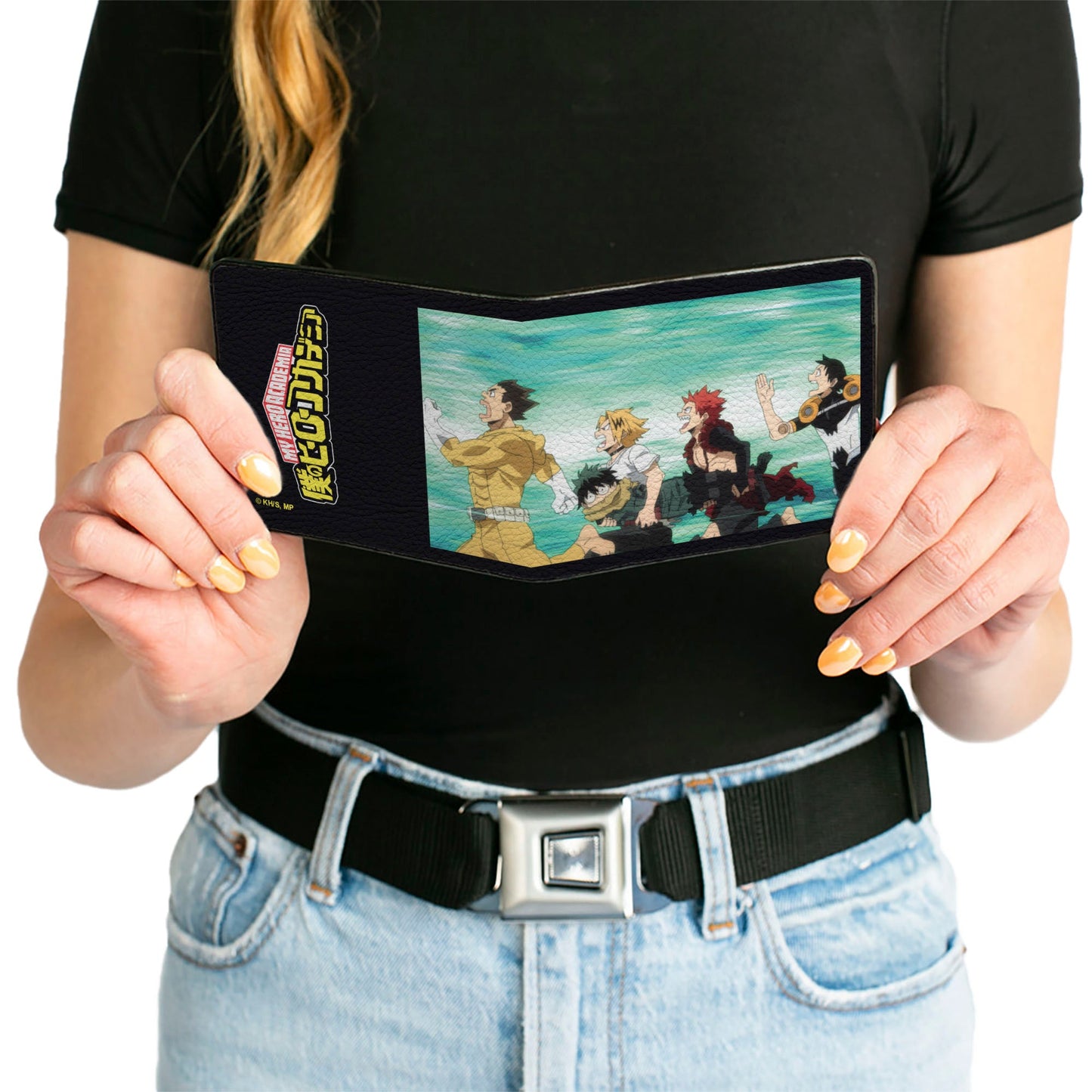 Bi-Fold Wallet - MY HERO ACADEMIA Five Heroes Running Pose and Title Logo Blues