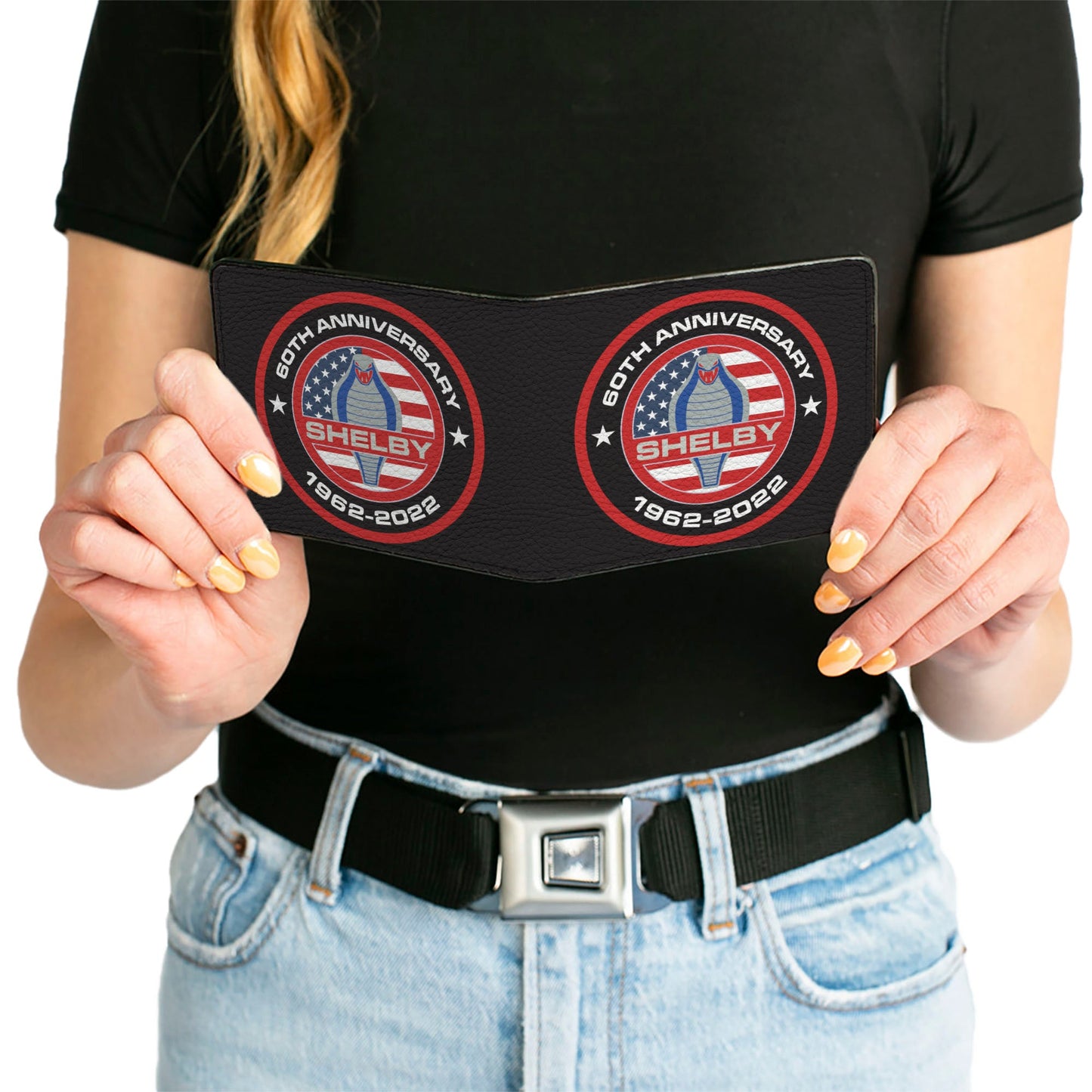Bi-Fold Wallet - Carroll Shelby 60TH ANNIVERSARY SHELBY Cobra Icon Black Red White Gray Blue