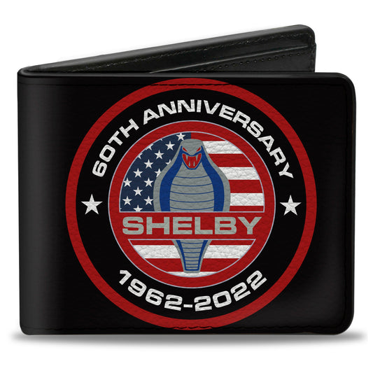 Bi-Fold Wallet - Carroll Shelby 60TH ANNIVERSARY SHELBY Cobra Icon Black Red White Gray Blue
