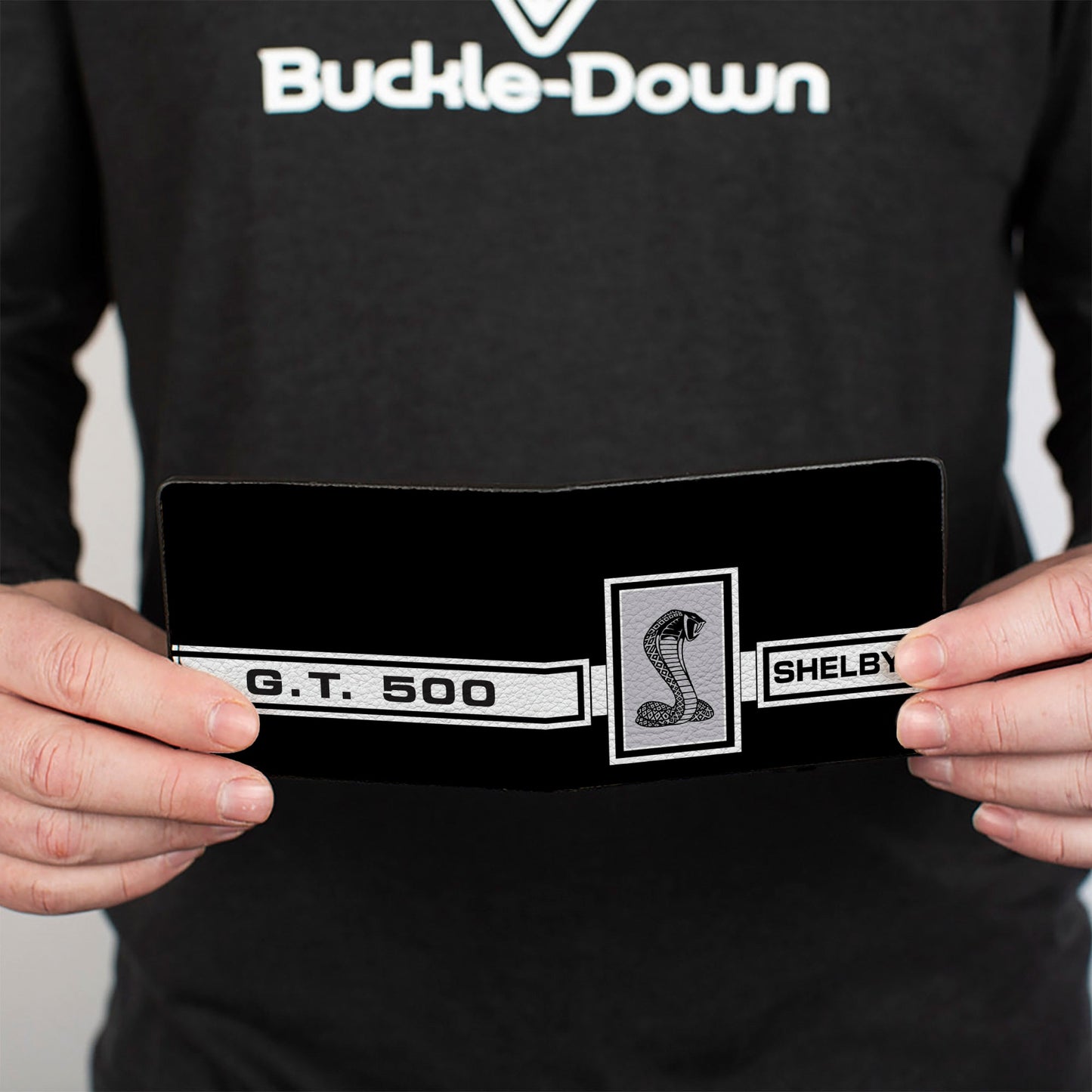 Bi-Fold Wallet - SHELBY GT 500 Cobra Box Stripe Black White Gray