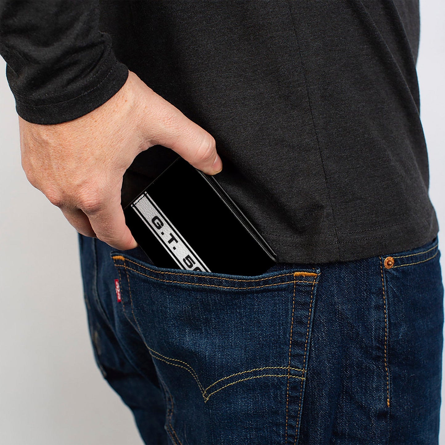 Bi-Fold Wallet - SHELBY GT 500 Cobra Box Stripe Black White Gray