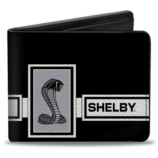 Bi-Fold Wallet - SHELBY GT 500 Cobra Box Stripe Black White Gray