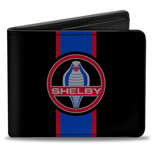 Bi-Fold Wallet - SHELBY Cobra Center Stripe Black Gray Red Blue