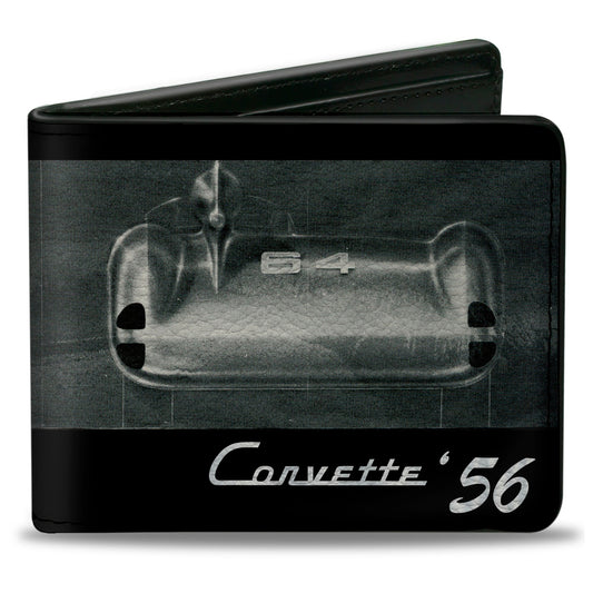 Bi-Fold Wallet - CORVETTE '56 SS Bumper + Grill Black Grays White