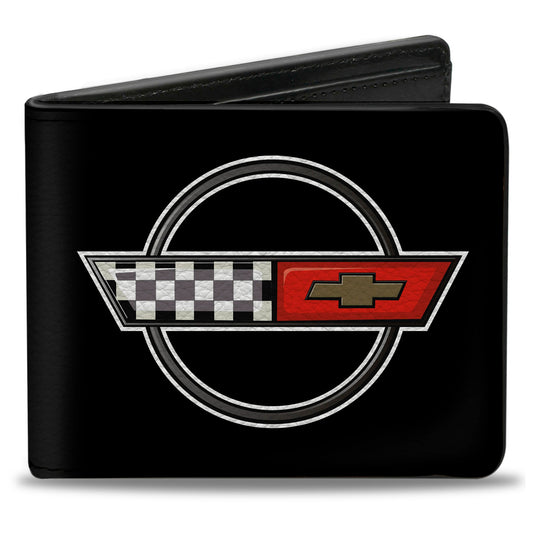 Bi-Fold Wallet - Corvette C4 Checker Bowtie Logo Black