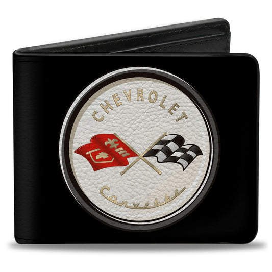 Bi-Fold Wallet - Corvette C1 Flags Emblem Black