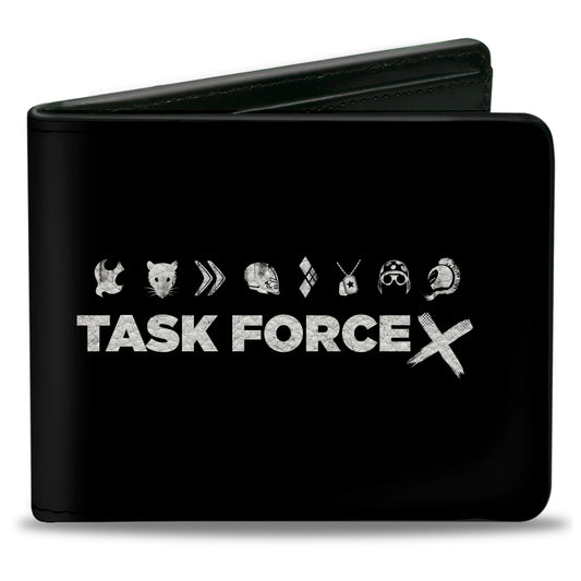 Bi-Fold Wallet - The Suicide Squad TASK FORCE X Character Icons Black White