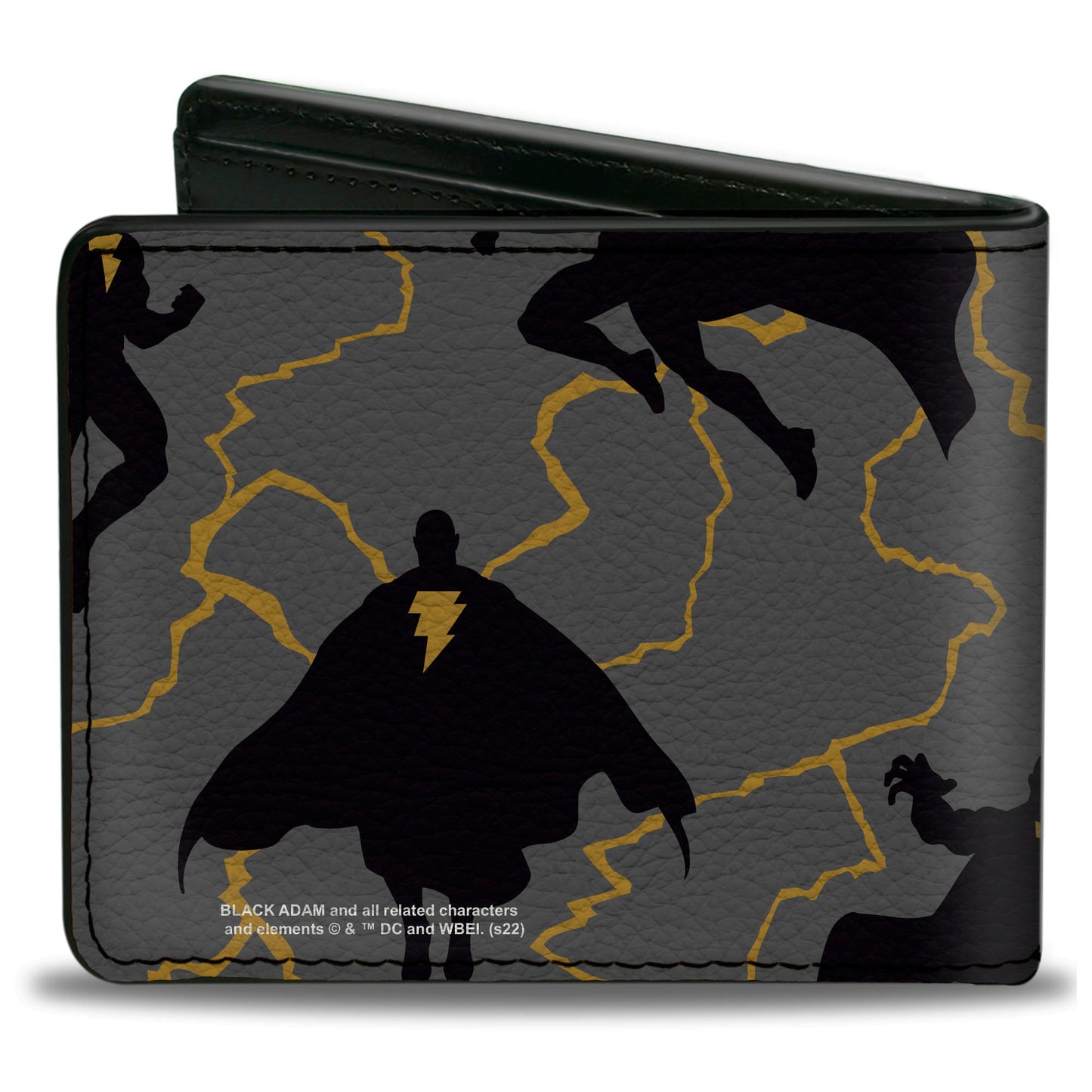 Bi-Fold Wallet - Black Adam Silhouette Action Poses Gray Yellow Black