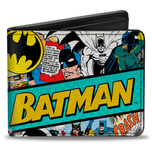 Bi-Fold Wallet - BATMAN 75 Classic Comic Book Panels Collage Multi Color