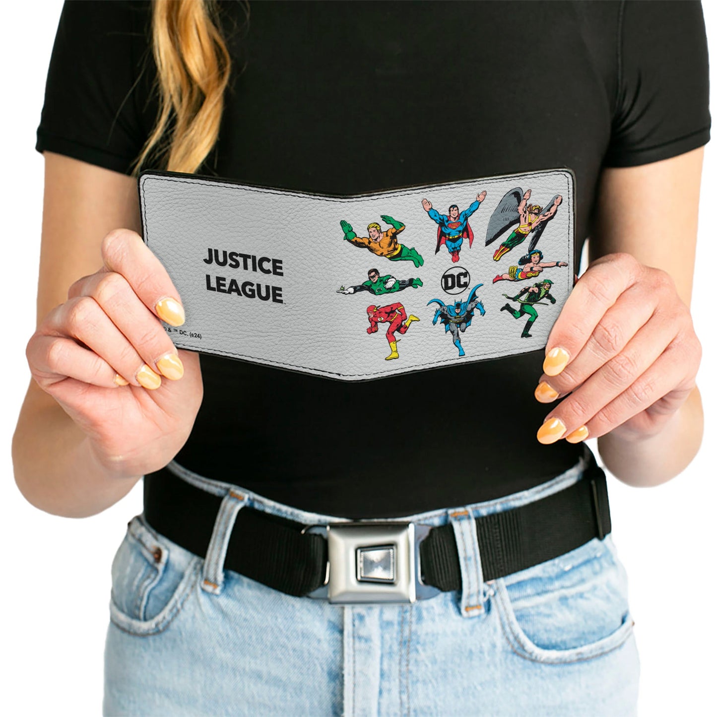 Bi-Fold Wallet - DC JUSTICE LEAGUE Retro Superhero Group Pose White