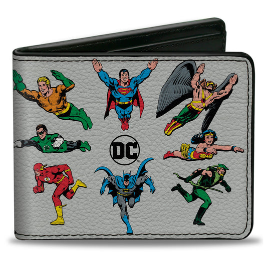 Bi-Fold Wallet - DC JUSTICE LEAGUE Retro Superhero Group Pose White