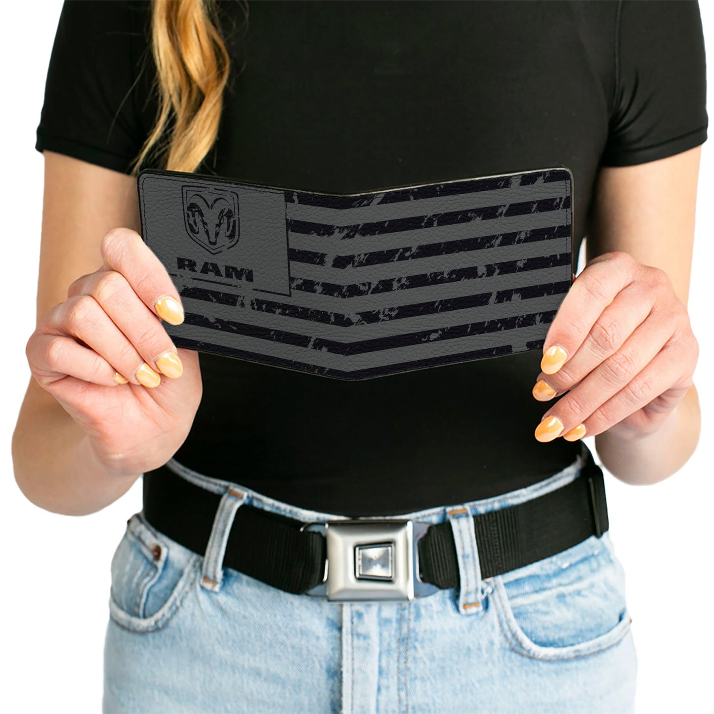 Bi-Fold Wallet - RAM Logo Americana Flag Weathered Gray Black