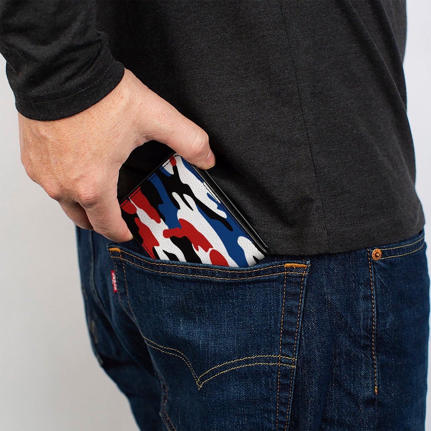 Bi-Fold Wallet - RAM Logo + Americana Camo Black White Red Blue