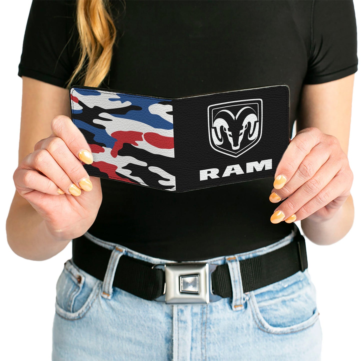 Bi-Fold Wallet - RAM Logo + Americana Camo Black White Red Blue