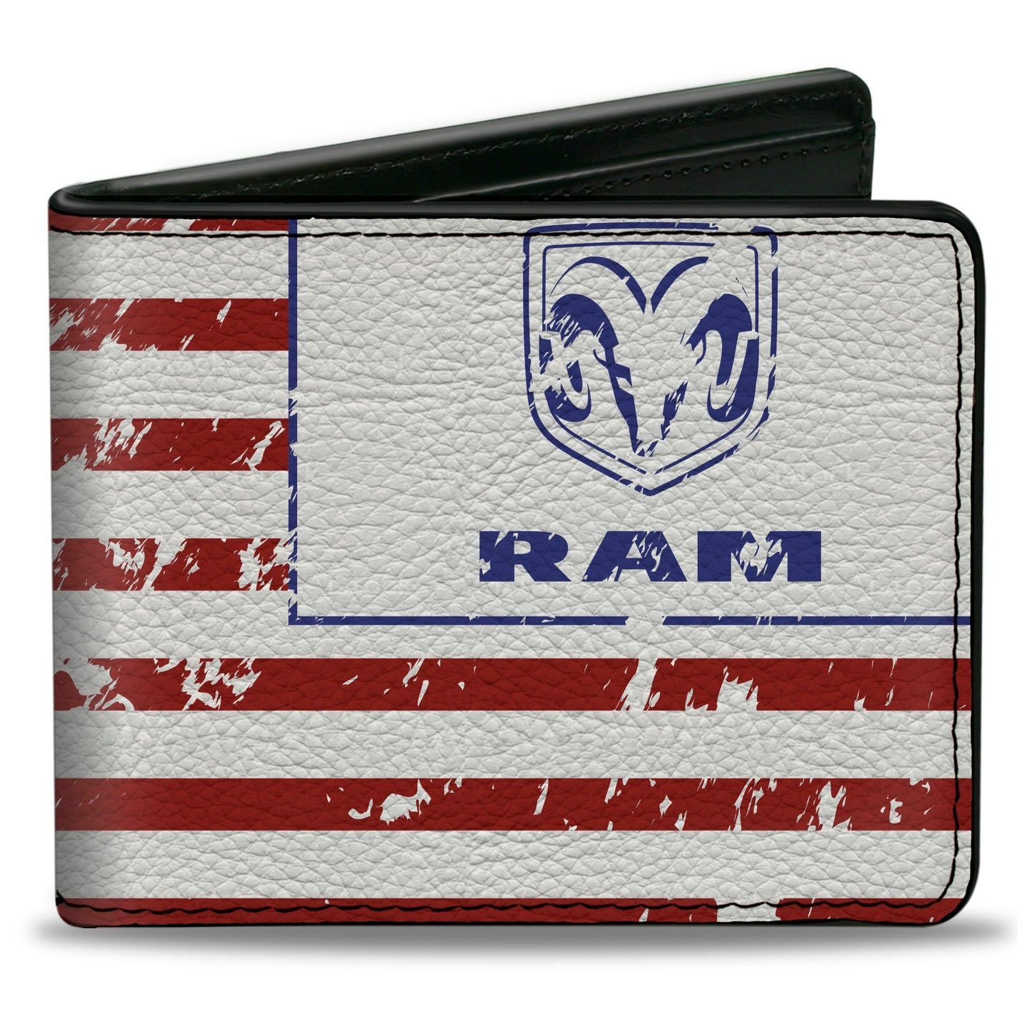Bi-Fold Wallet - RAM Logo Americana Flag Weathered White Red Blue