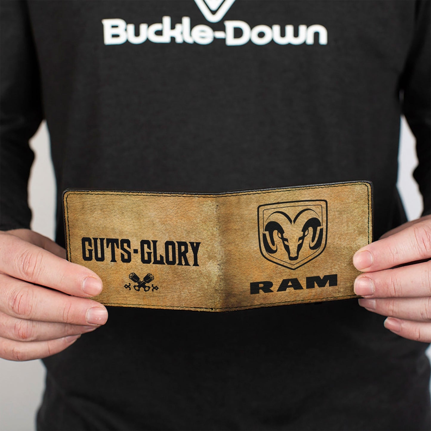 Bi-Fold Wallet - RAM Logo + GUTS-GLORY Pistons Weathered Black