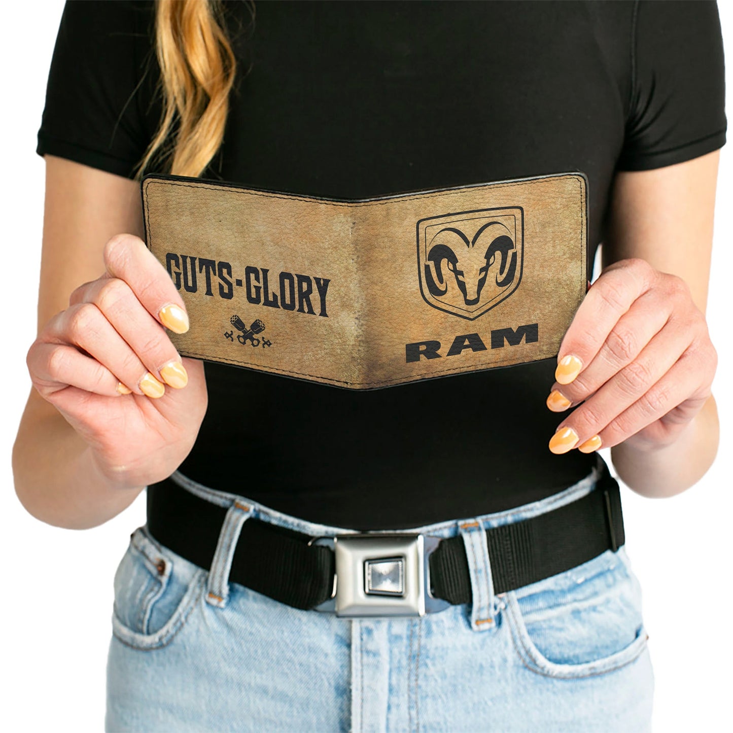 Bi-Fold Wallet - RAM Logo + GUTS-GLORY Pistons Weathered Black