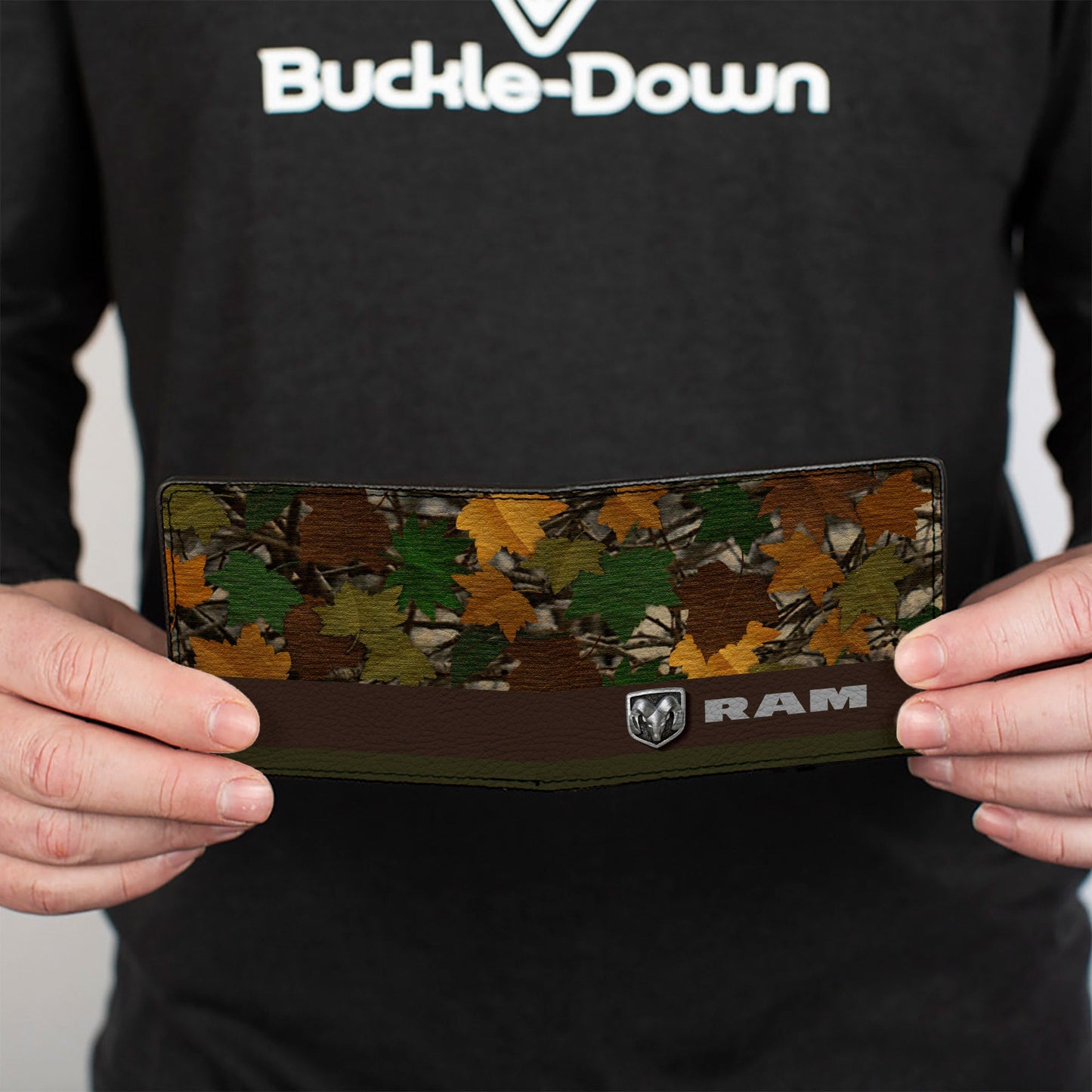 Bi-Fold Wallet - RAM Logo Leaf Camo Browns Greens Silvers
