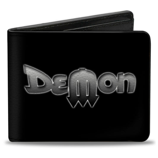 Bi-Fold Wallet - Vintage Dodge DEMON Logo Black Silver-Fade