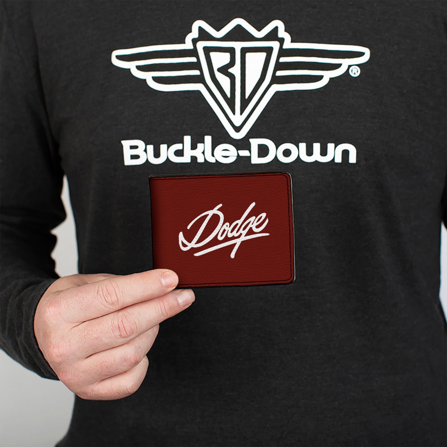 Bi-Fold Wallet - DODGE Emblem Script Burgundy White