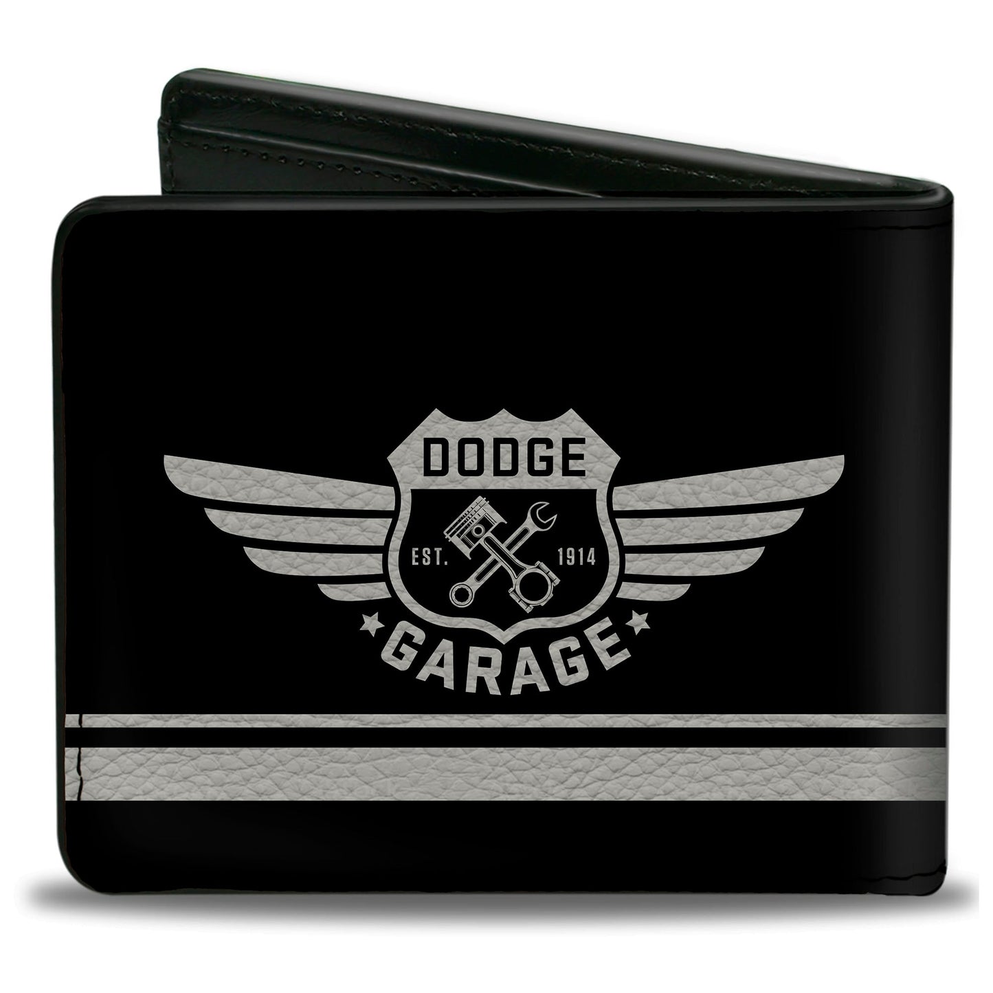 Bi-Fold Wallet - DODGE GARAGE Emblem Stripe Black Light Gray