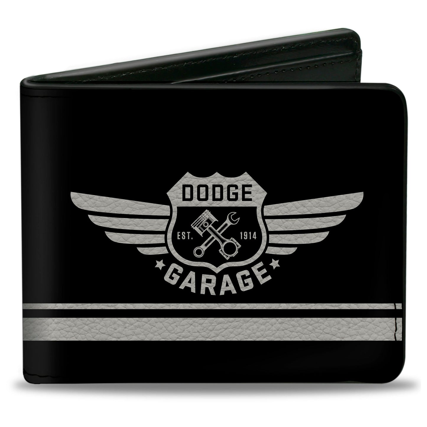 Bi-Fold Wallet - DODGE GARAGE Emblem Stripe Black Light Gray