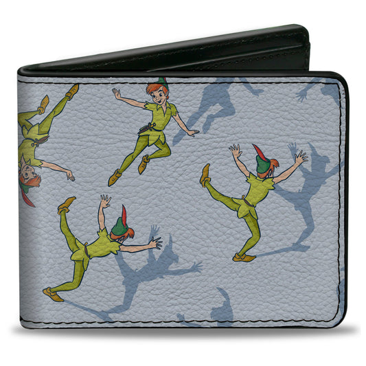 Bi-Fold Wallet - Peter Pan Shadow Poses Scattered Blues