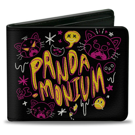 Bi-Fold Wallet - Turning Red Red Panda Mei PANDA-MONIUM Doodles Black Pink Yellow