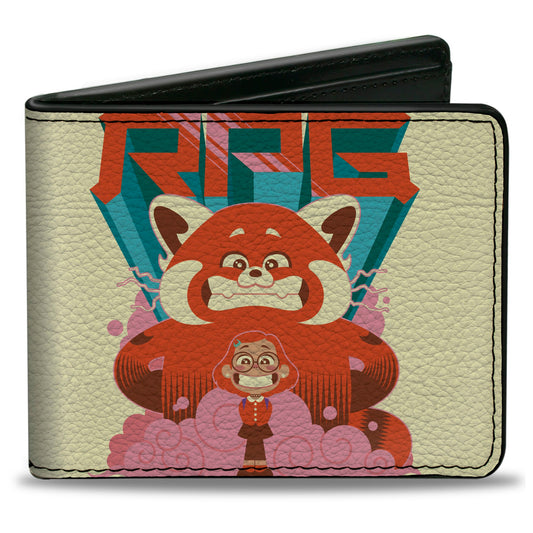 Bi-Fold Wallet - Turning Red Mei Lee and Red Panda Mei RPG Pose Cream Blues Orange Pink